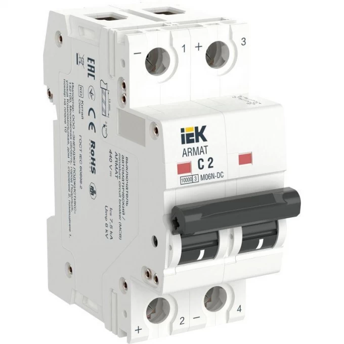 Автоматический выключатель IEK ARMAT m06n-dc 2p, c, 2а AR-M06N-2-C002DC Автоматический выключатель IEK ARMAT m06n-dc 2p, c, 2а AR-M06N-2-C002DC
