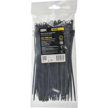 Хомут IEK UHH12-D048-160-100-K02 4.8х160мм P6.6 с винтовым креплением черный (уп.100шт)