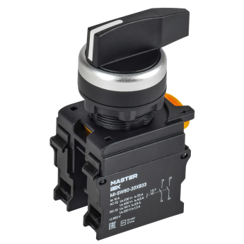 Переключатель длинная ручка на 3 положения возвратный IEK MASTER MI-SW60-20XB33-4-25-3-K02 2NO