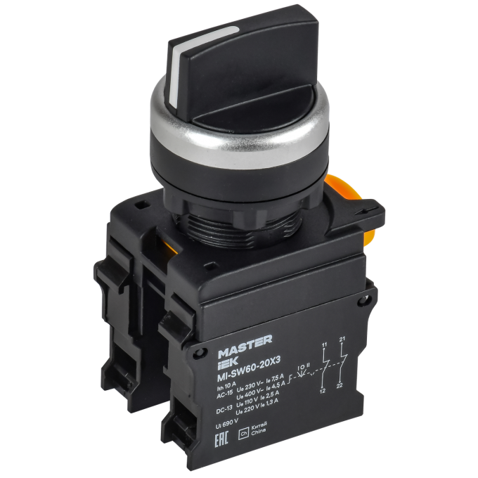 Переключатель на 3 положения IEK MASTER 2NO чёрный MI-SW60-20X3-5-24-3-K02
