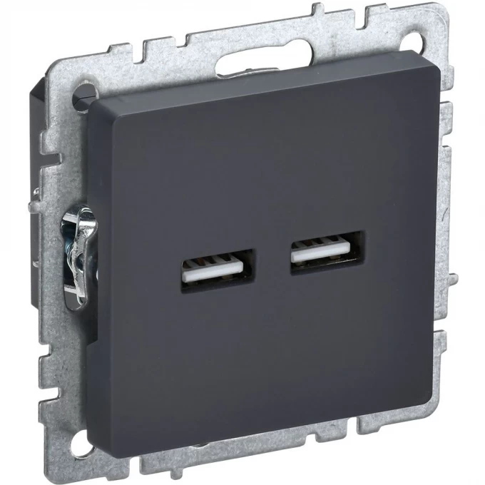 Розетка IEK BRITE USB A+A 3,1А РЮ10-1-БрГ графит BR-U21-D31-K53 Розетка IEK BRITE USB A+A 3,1А РЮ10-1-БрГ графит BR-U21-D31-K53