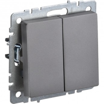Выключатель 2-клавишный проходной IEK BRITE 10А ВС10-2-6-БрС сталь - BR-V22-0-10-K46 Выключатель 2-клавишный проходной IEK BRITE 10А ВС10-2-6-БрС сталь - BR-V22-0-10-K46