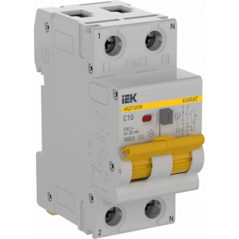 Выключатель автоматический дифференциального тока IEK KARAT KA-VD14-1-010-C-030-A C 10А 30мА тип A АВДТ32EM